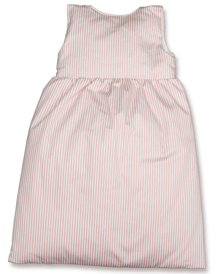 Daunen-Schlafsack in rosa/weiß gestreift