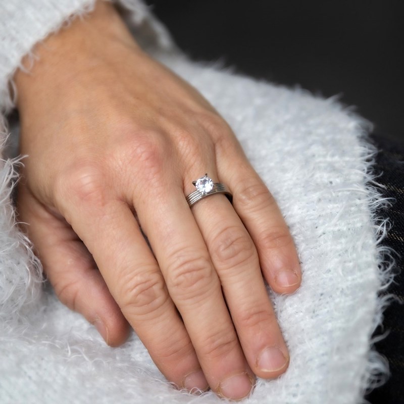 Bague Femme Acier Solitaire DIAMELA