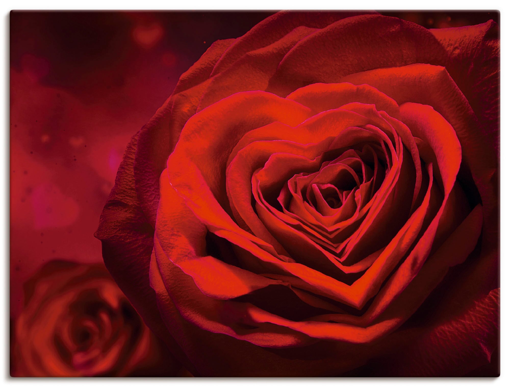 Artland Leinwandbild »Valentinseinladung mit Herzen und Rosen« Blumen 1 Stk. tlg. als Leinwandbild, Poster, Wandaufkleber in verschied. Grössen