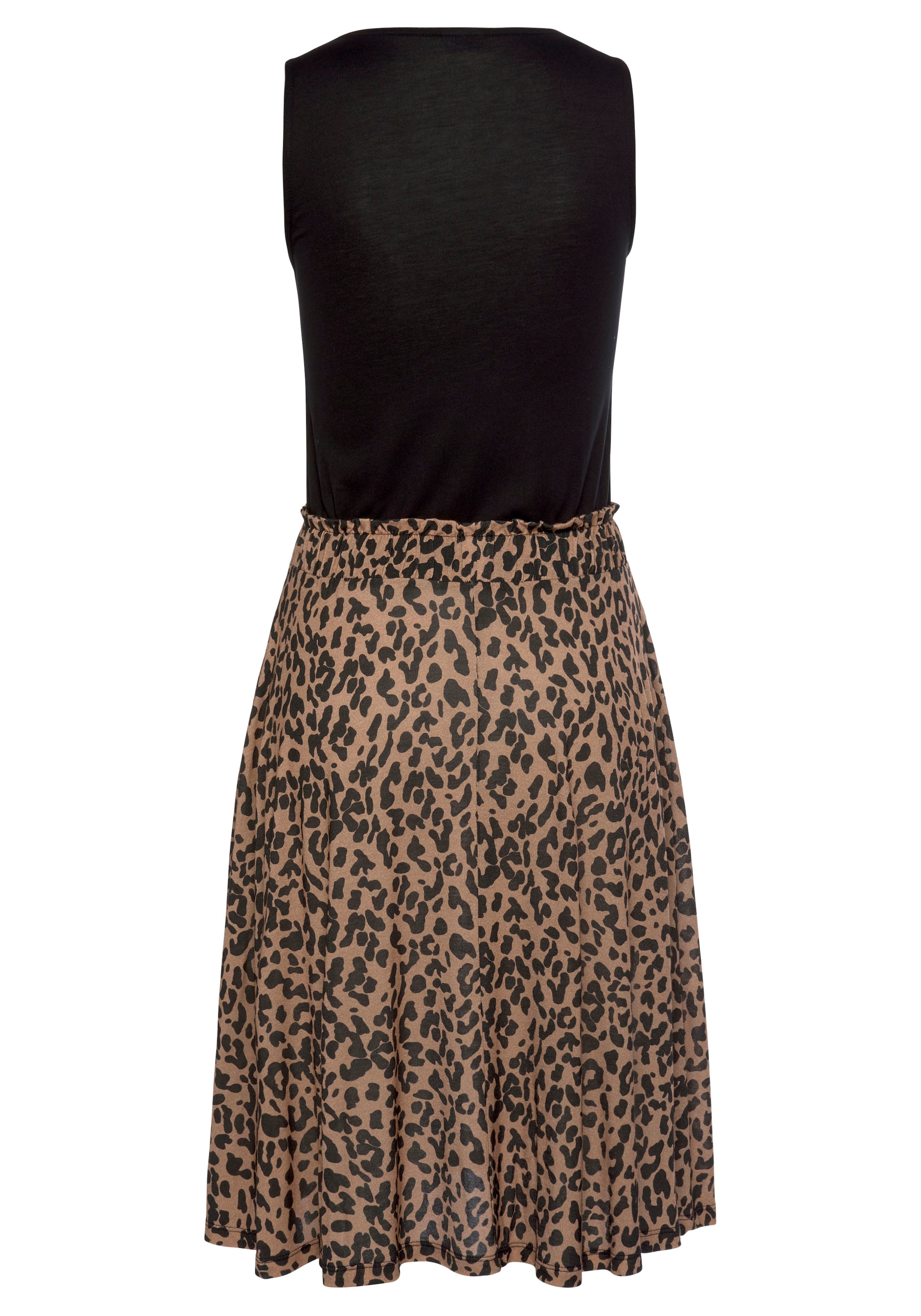 Buffalo Jerseykleid Seitennahttaschen mit Paperbag-Bund und Animalprint, Leokleid, Sommerkleid