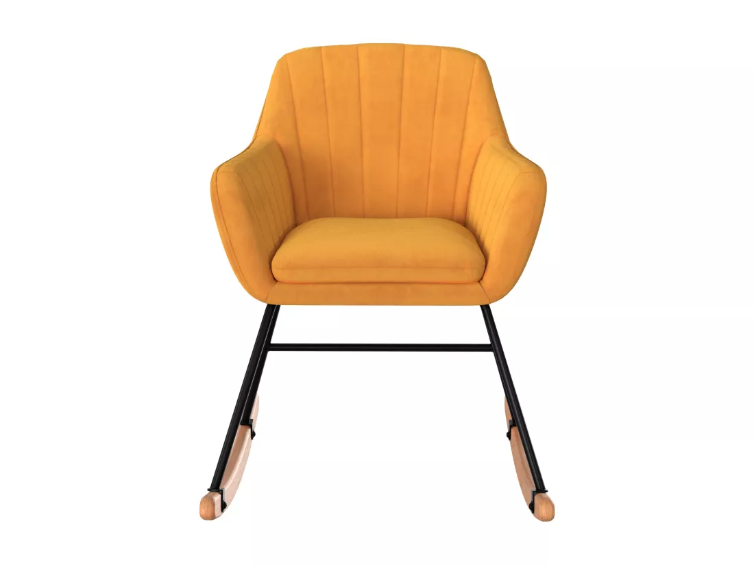 Rocking-chair en velours jaune - Isola