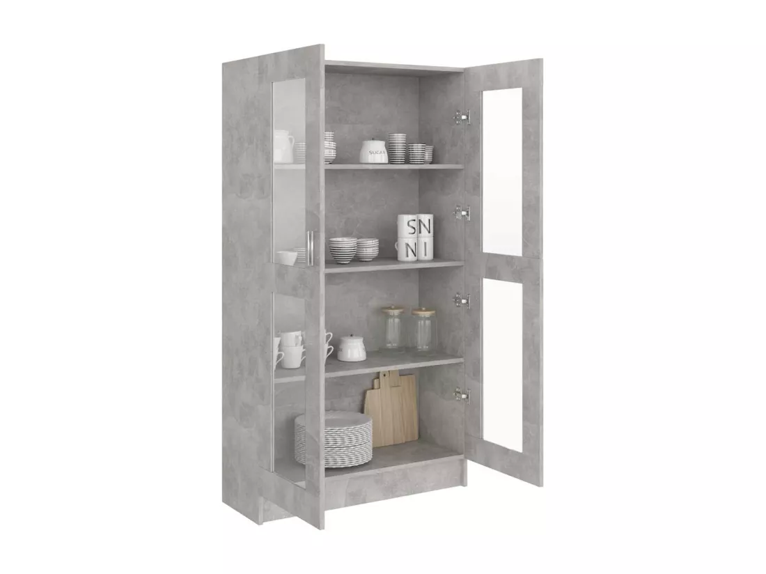 Armoire à vitrine Gris béton 82,5x30,5x150 cm Bois d'ingénierie