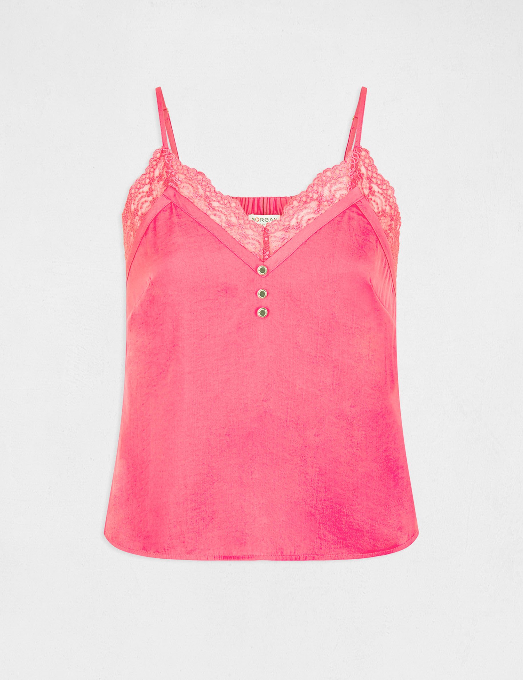 Débardeur bretelles fines avec boutons fuchsia femme - fuchsia