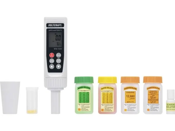 VOLTCRAFT WM-500 væskemåler WM-500 pH, ledningsevne, opløste partikler (TDS), saltholdighed, temperatur -2 til  16 (WM-500)