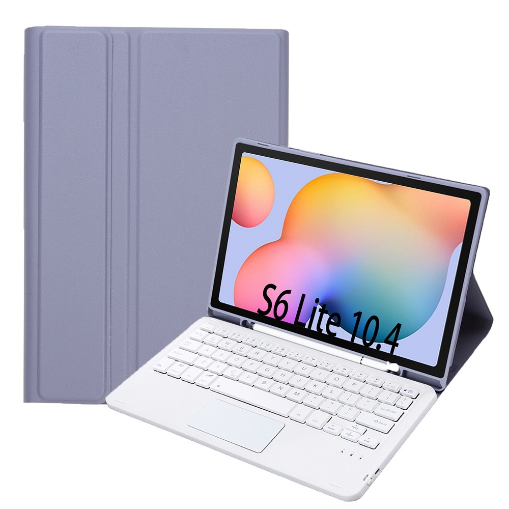 Samsung Galaxy Tab S6 Lite (2024/2022/2020) Leder Tasche Magnet Bluetooth Tastatur Abnehmbar (QWERTY) - Lila