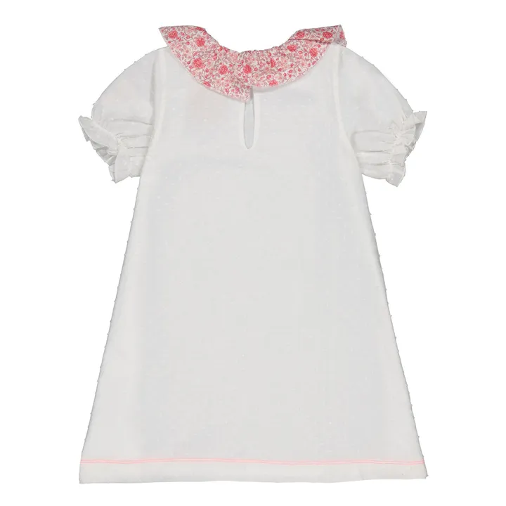 Petite Lucette Robe Coton Bio Col Fleuri Coco | Ecru