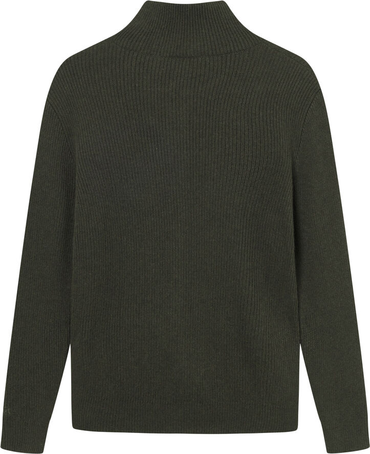 Forét MARSH RIB ZIP HIGH NECK Dark moss