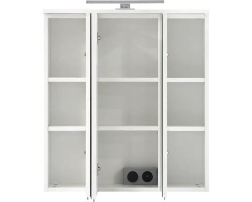 Pelipal Gela spiegelkast, 65 x 20 x 72 cm, wit, 3-deurs, LED, IP44