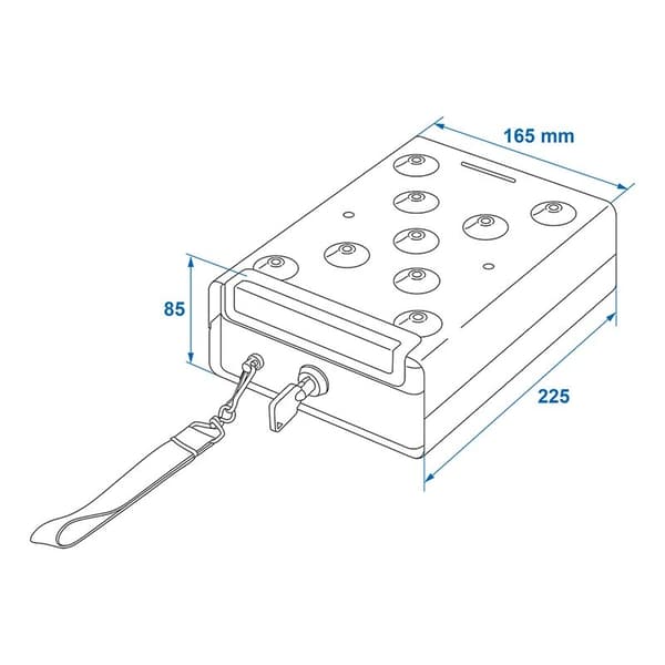 Stålsafe med holder 225x165x85mm