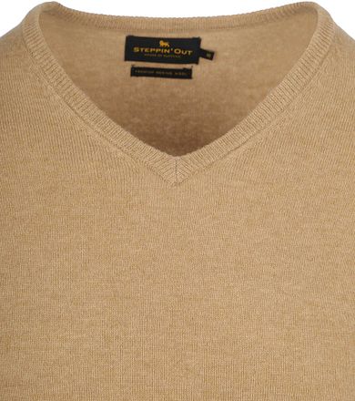 Steppin' Out Pullover V-hals Merinowol Beige SM1201.0003-3201 kopen