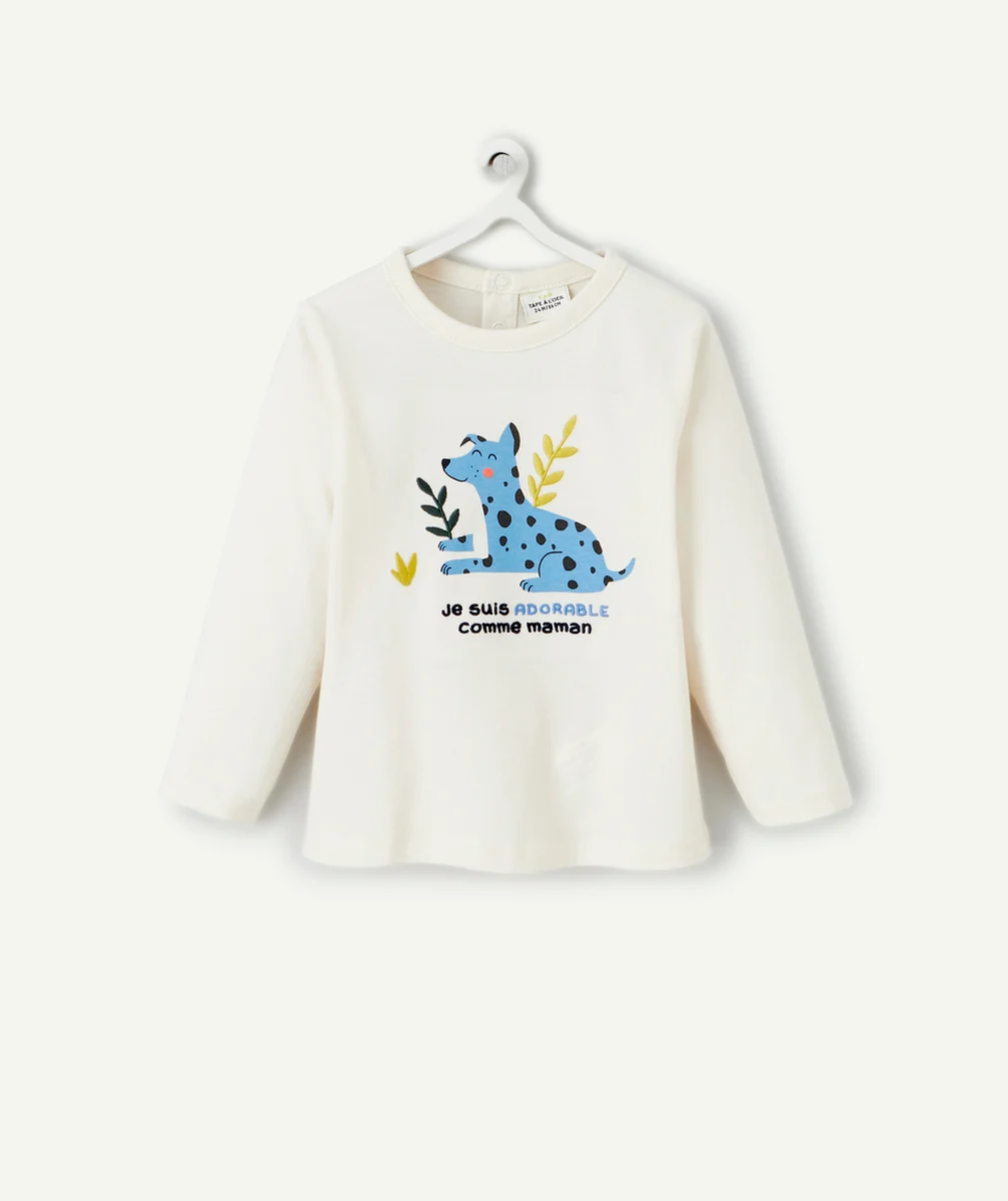 T-SHIRT MANCHES LONGUE BÉBÉ GARÇON EN COTON BIO ET CHIEN BLEU