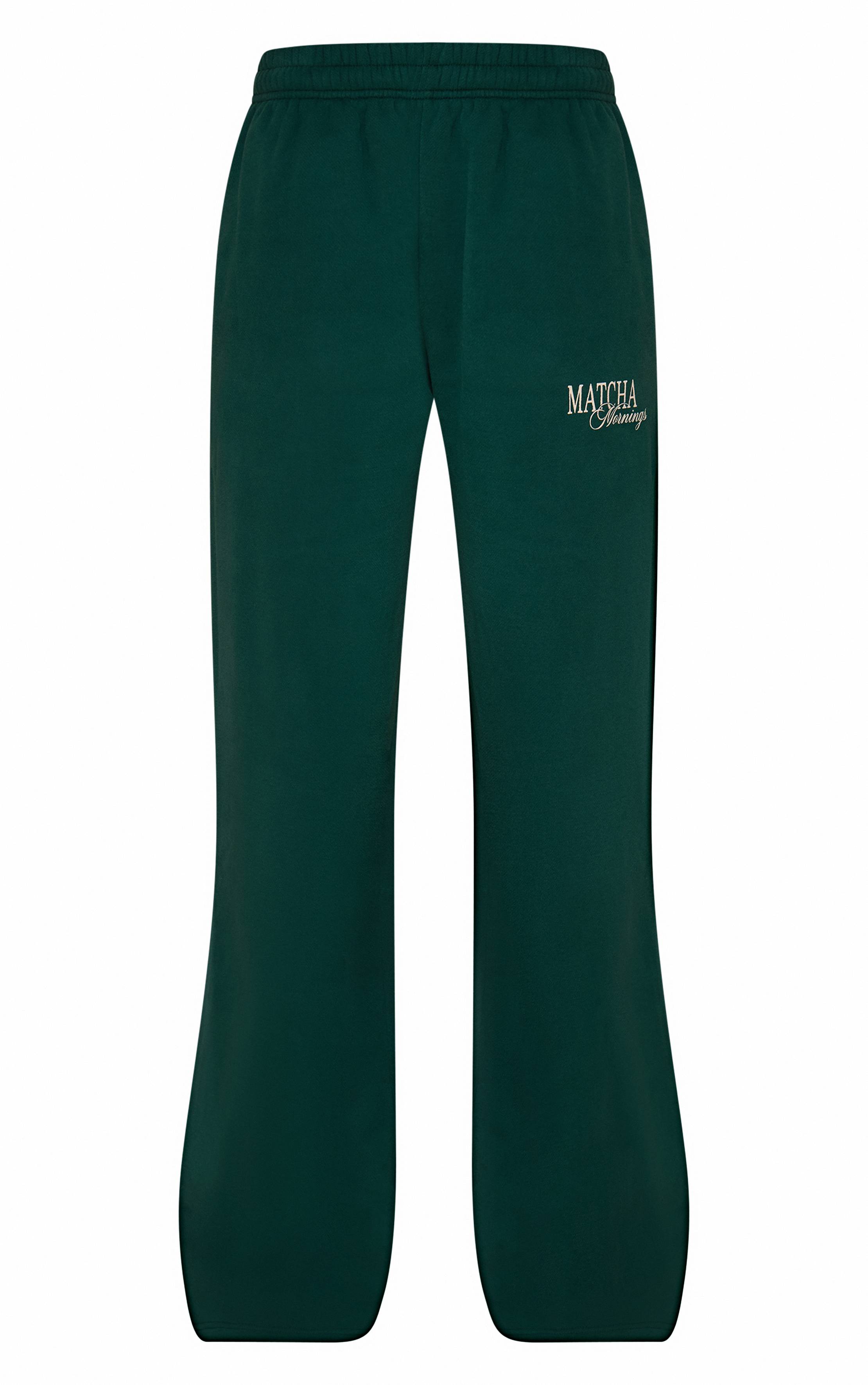 Vert Pantalon De Jogging Droit En Molleton De Coton Matcha Mornings