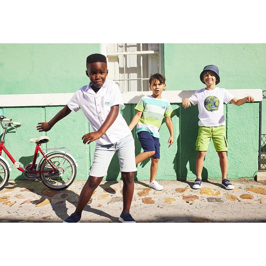 Bermuda effet jean avec ceinture amovible pour garçon - Bleu