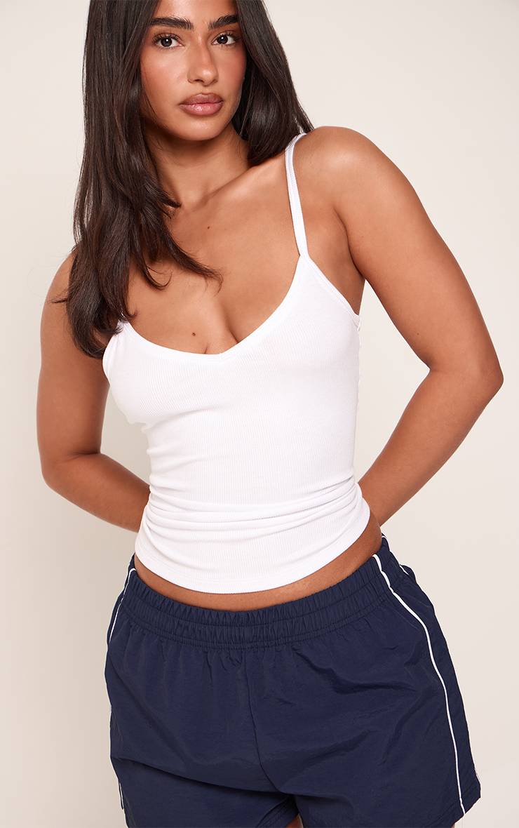 Bleu Marine Short Mini Taille Élastique En Tissu Technique Petite