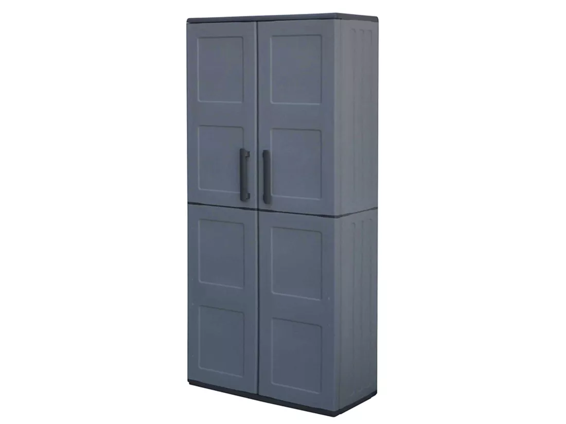 Armoire en matériau écologique et recyclable, avec charnières en acier et étagères réglables, 680 x 370 x 1630 mm
