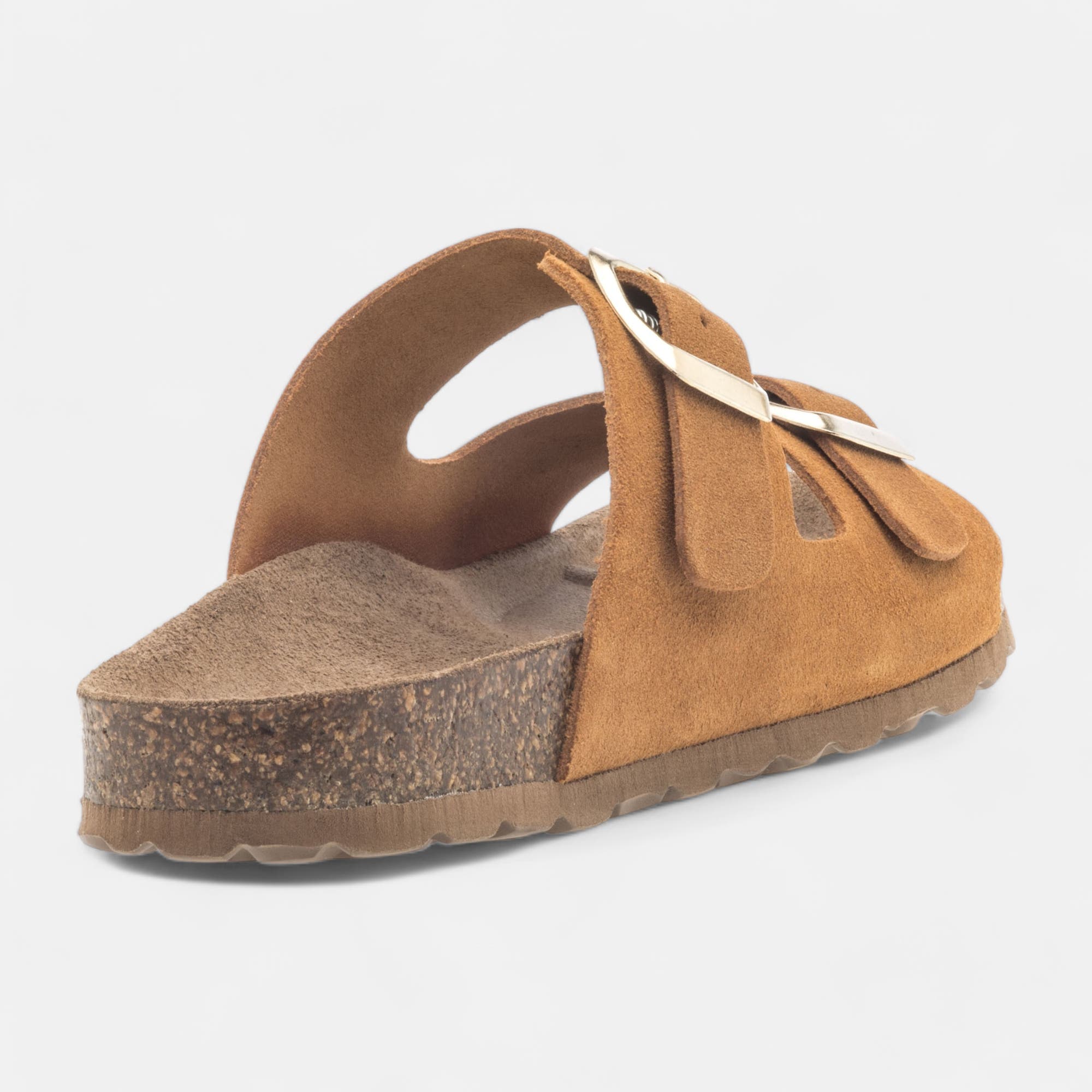 Mules semelle liège Femme en cuir cognac