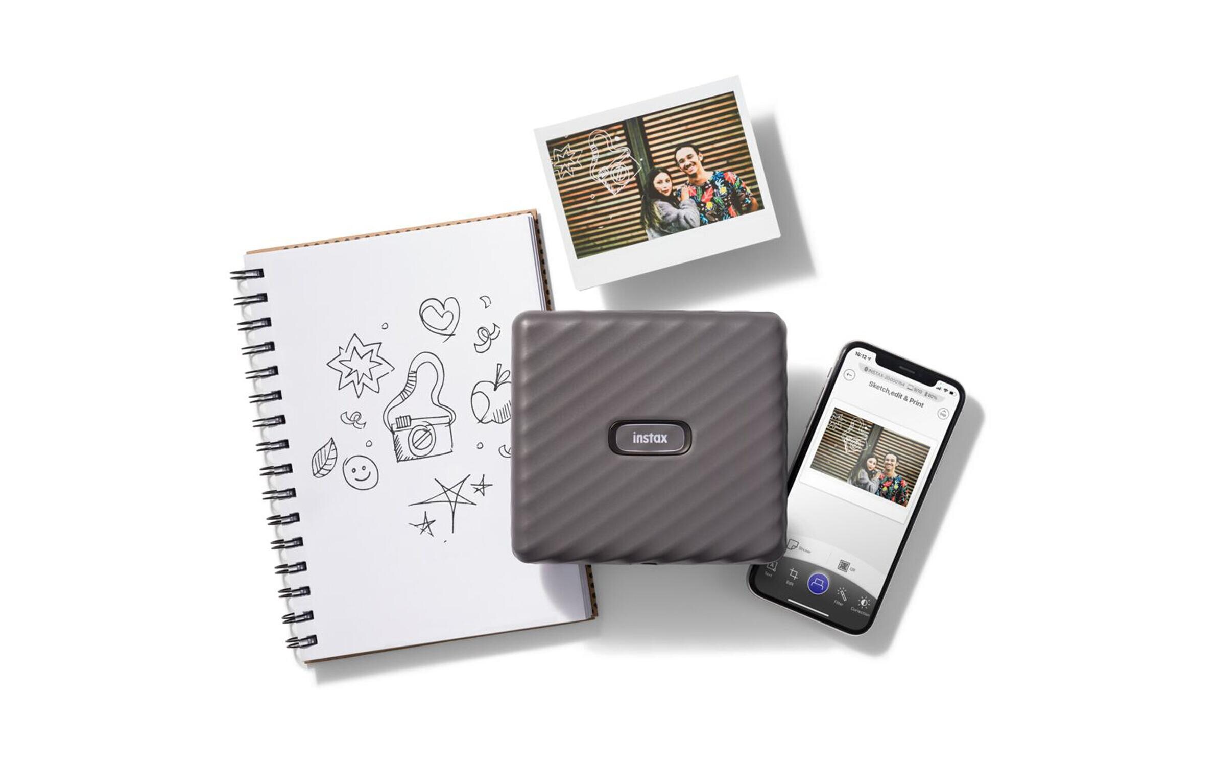 Mobiler Drucker Instax Link Wide Mocha Gray<br>Smartphone-Polaroid-Drucker mit Bluetooth-Verbindung