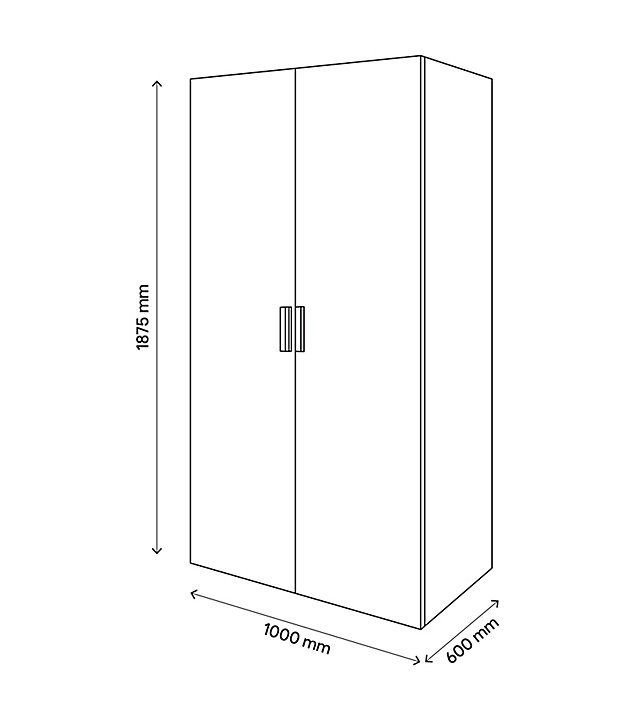 Armoire penderie portes battantes effet chêne grisé avec 6 étagères GoodHome Atomia H. 187,5 x L. 100 x P. 60 cm