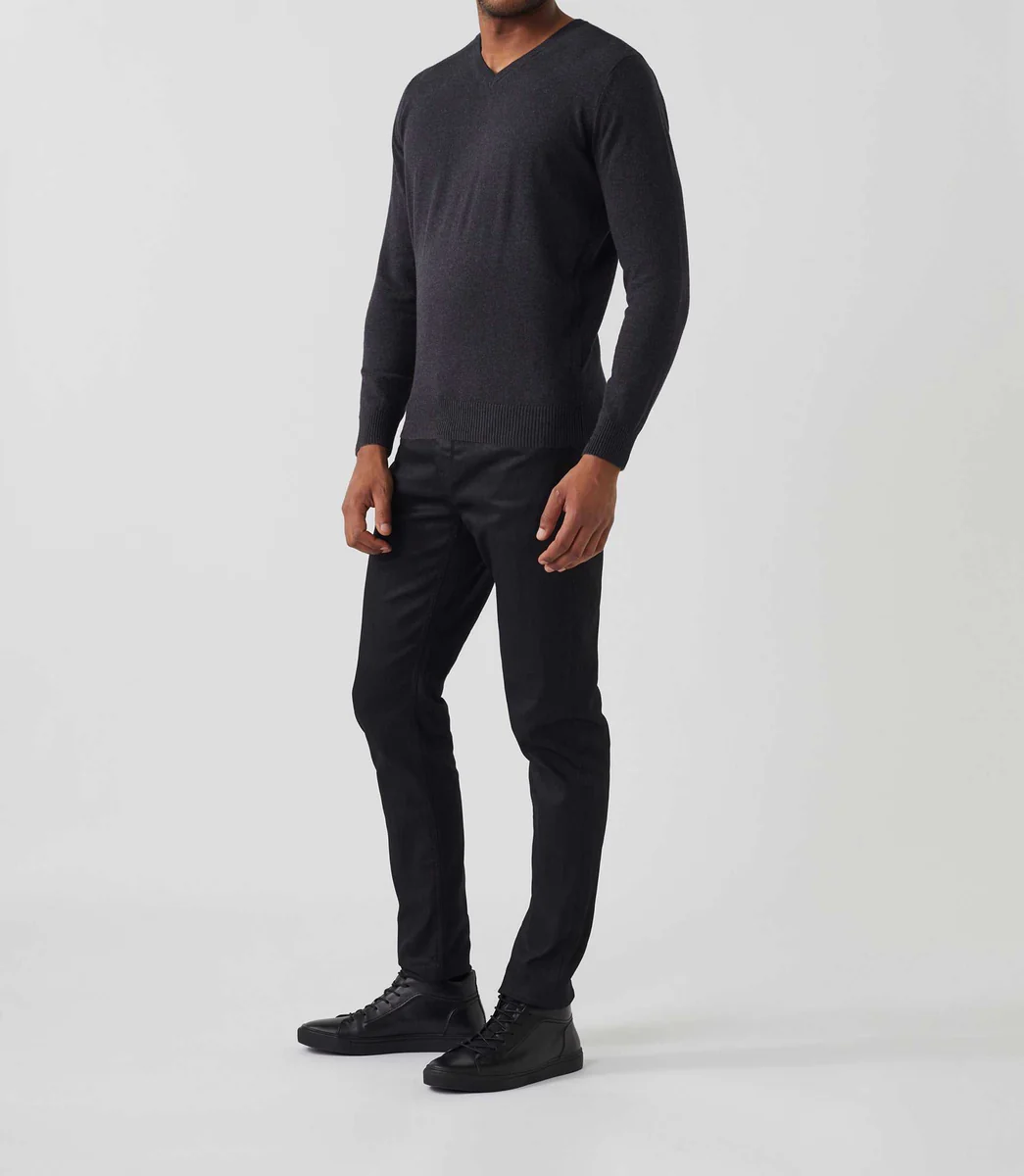 Pull col V anthracite chiné 