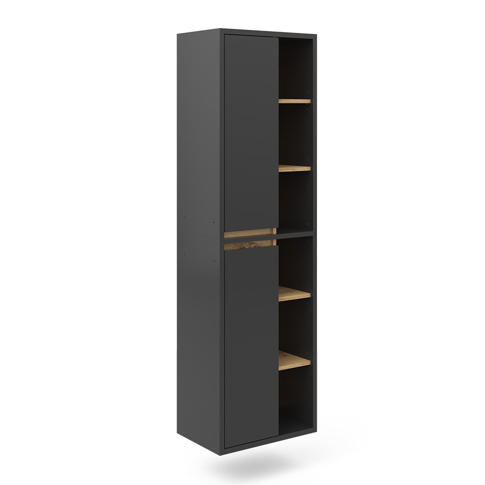 Vicco Hochschrank Badschrank Badezimmermöbel Viola Anthrazit Eiche modern 50x170 cm Badkommode Badezimmer Schrank Badmöbel Schranktür Schrankfach