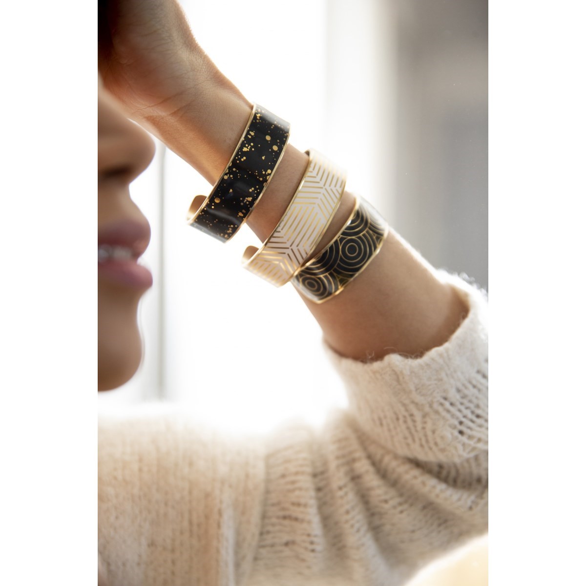 Bracelet en Acier 316L et laque - jaune brillant