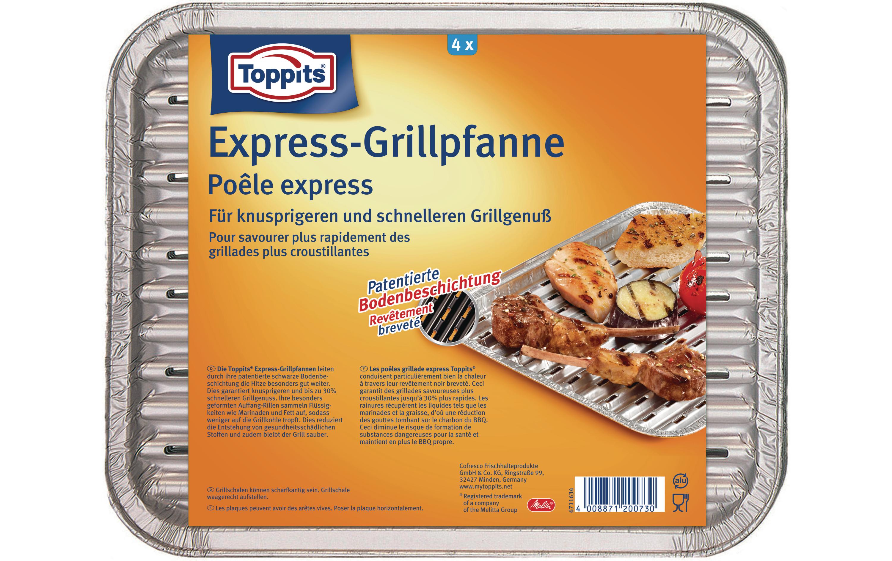 Grillschale Express 4 StückExpress-Grillpfanne mit spezieller Bodenbeschichtung