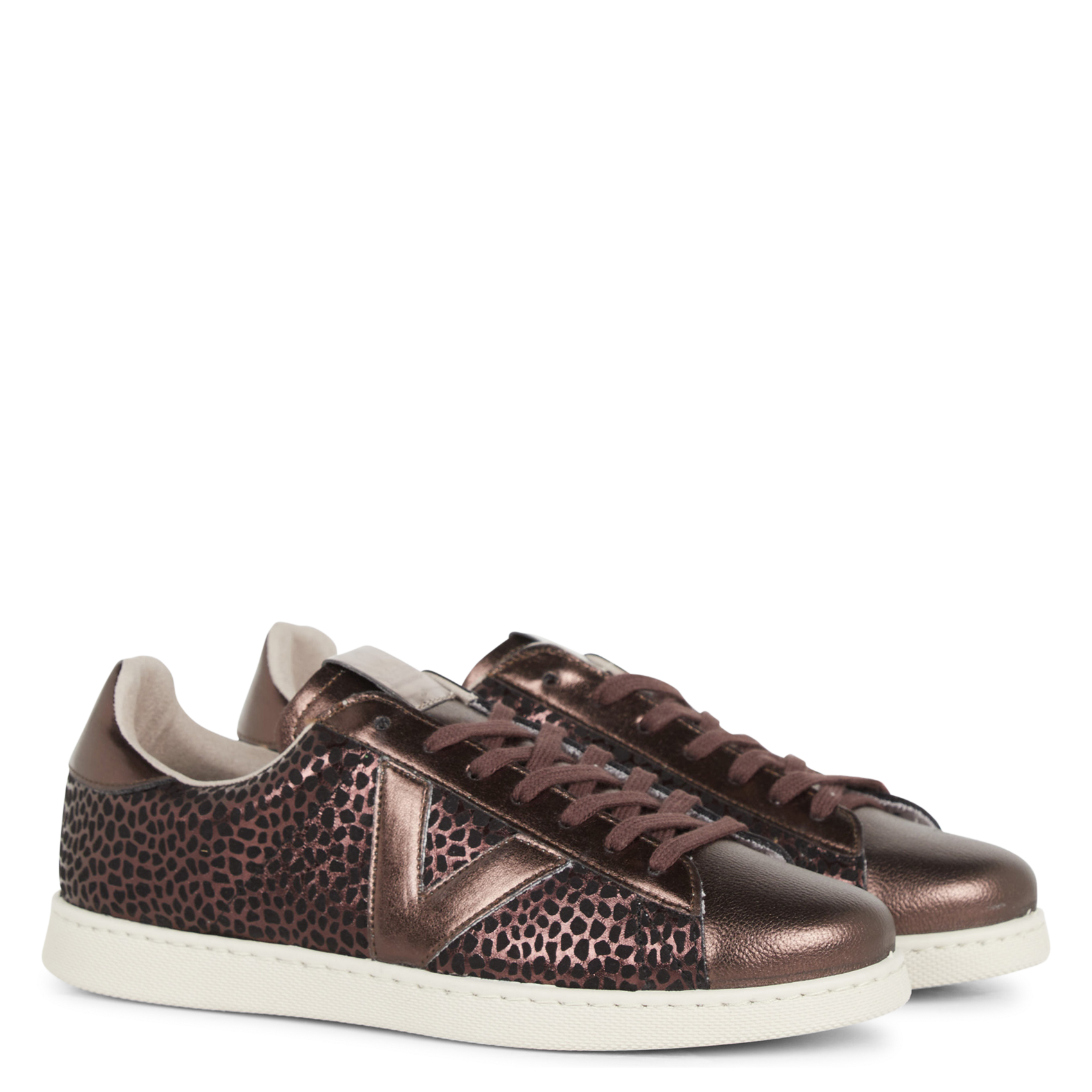 TENIS ANIMAL PRINT & METAL - Baskets basses imprimées à pois| Doré