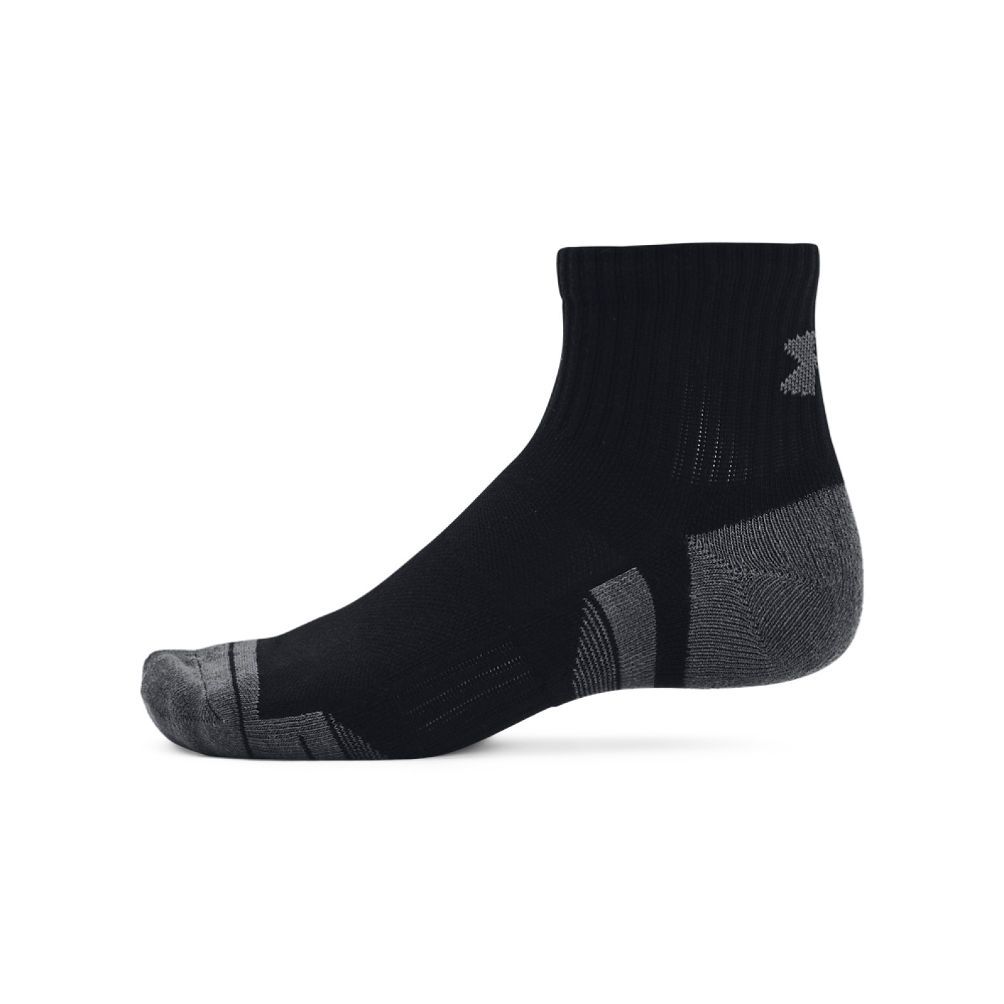 Under Armour Performance Cotton Quarter Sportsokken 3-Pack Zwart Grijs