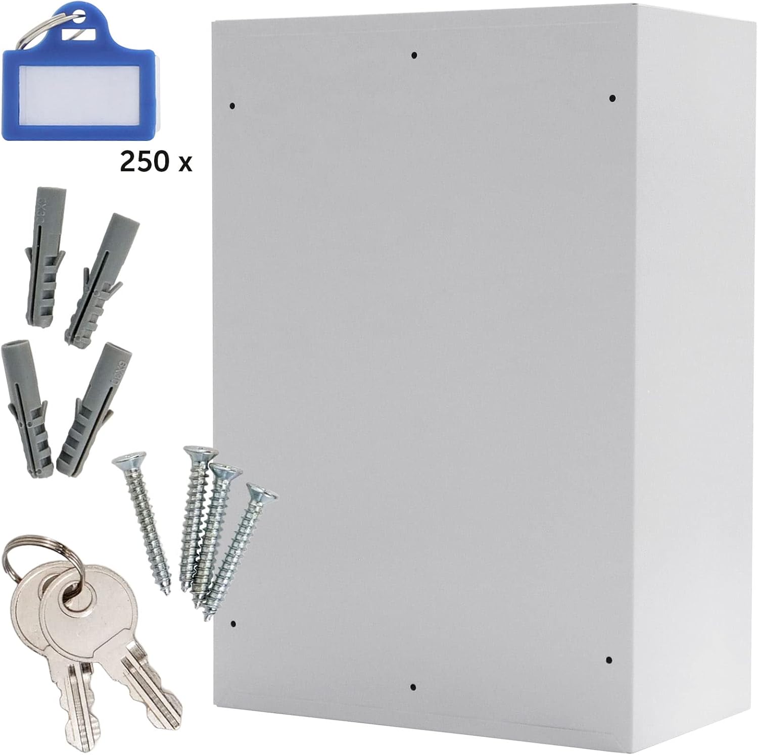 Profirst Schlüsselschrank Elea 250, Elektronikschloss, mechanische Notöffnung, Lichtgrau, BxH 38x55 cm, 250 Haken, inkl. Befestigungsmaterial