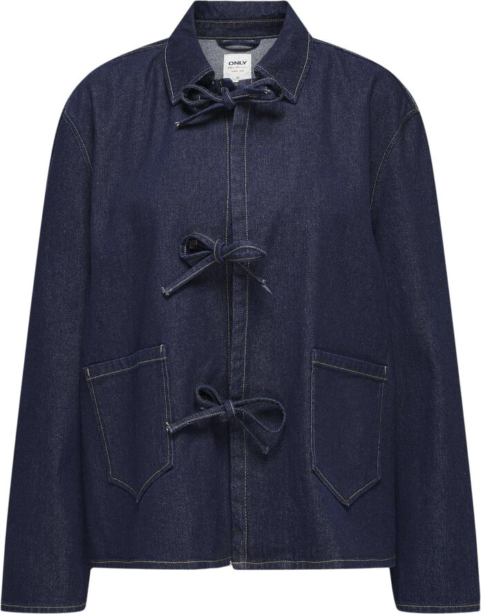 ONLY ONLTHILLE L/S TIE JACKET DNM GUA Dark blue denim/rinse