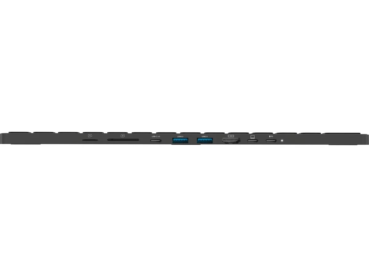 UCK-6001 Ultraslim Keyboard Wireless USB-C Tastatur (CH-Layout) mit 8 in 1 Multiport Adapter Hub (12473) - Grau