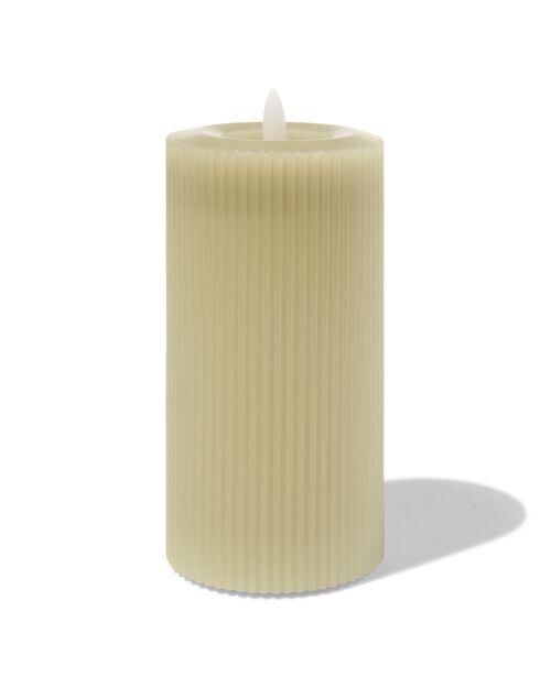 bougie nervurée LED avec cire Ø7.5x15 vert clair