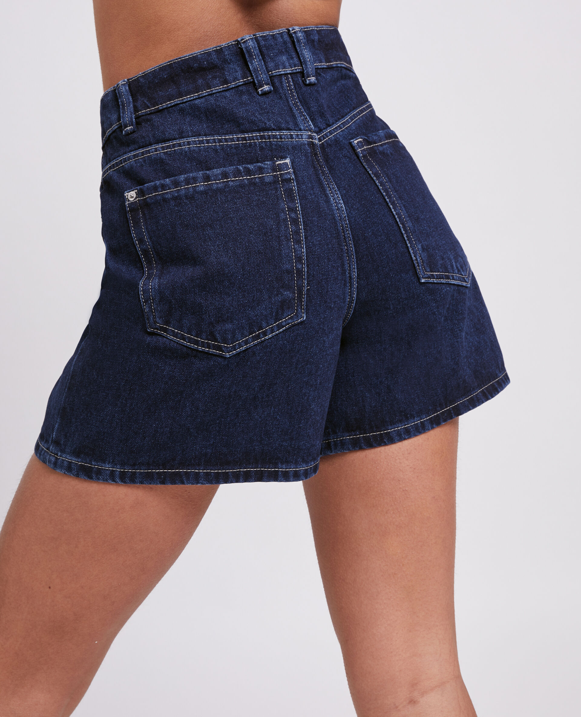 Short en jean taille haute - Bleu marine