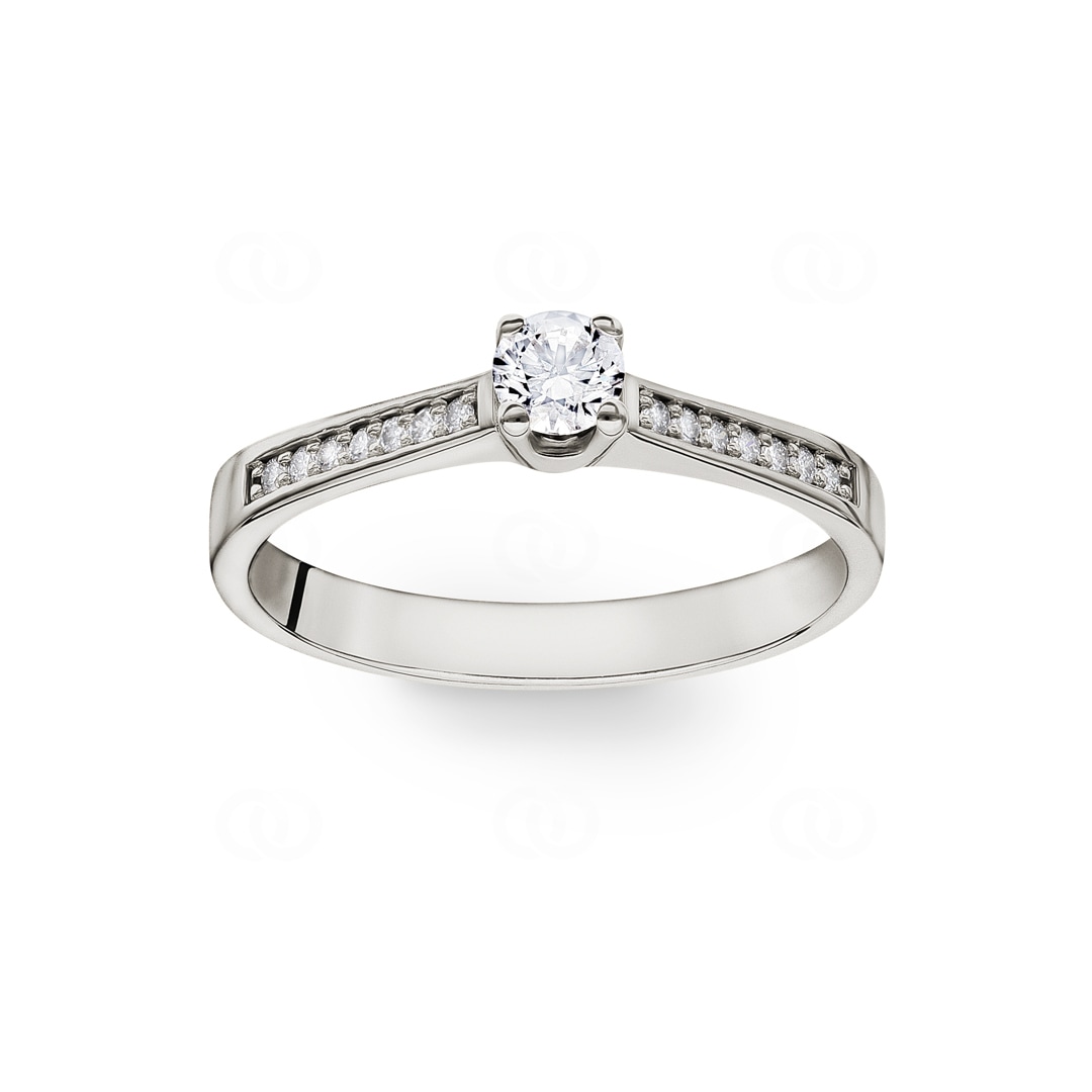 Verlobungsring 750/18 K Weissgold mit Diamanten 0.29 ct H/si
