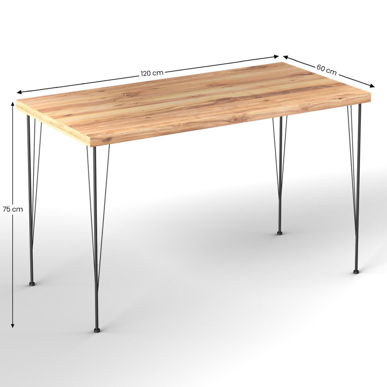 Wooden Art Table à manger nmsy chêne/noir  - 120x75x60 cm