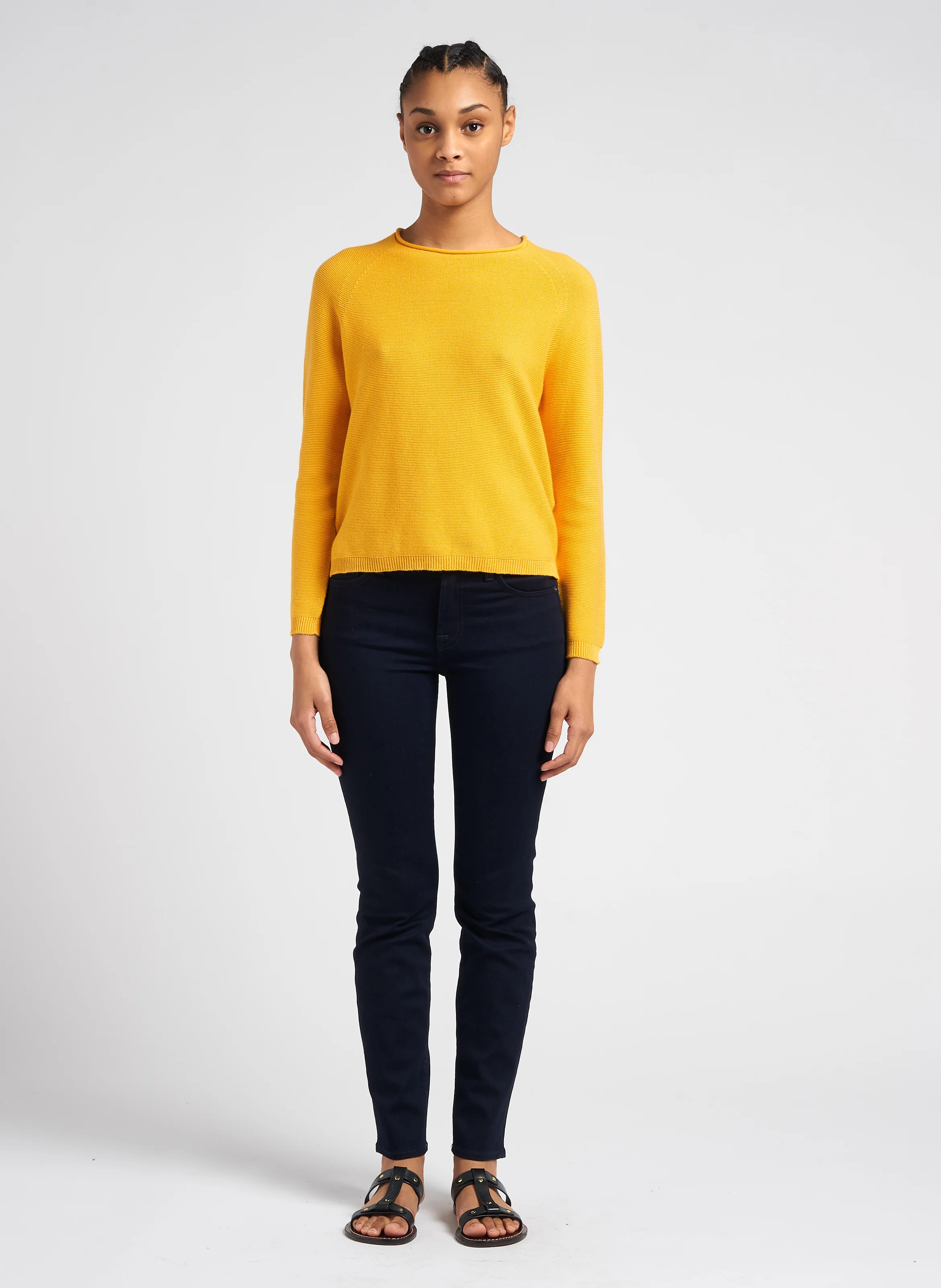 ROXANNE MAJESTY - Jean slim taille mi-haute en coton mélangé| Bleu