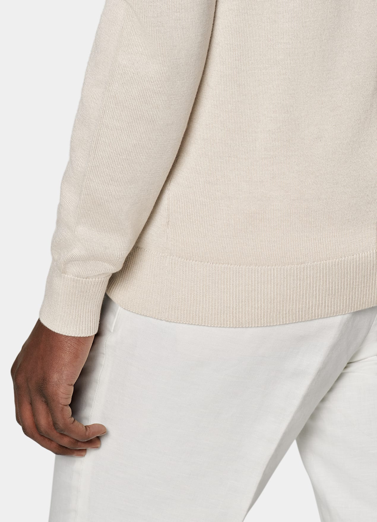 Pull semi-zippé sable