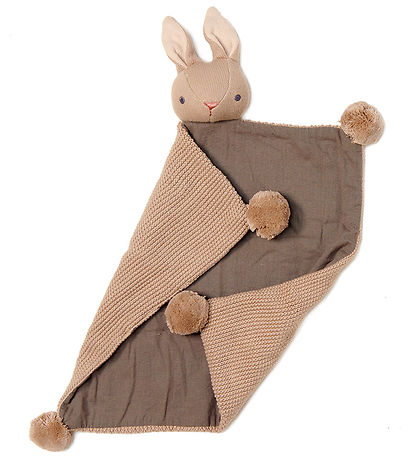 ThreadBear Geschenkset - braune Hasenrassel und Schmusetuch