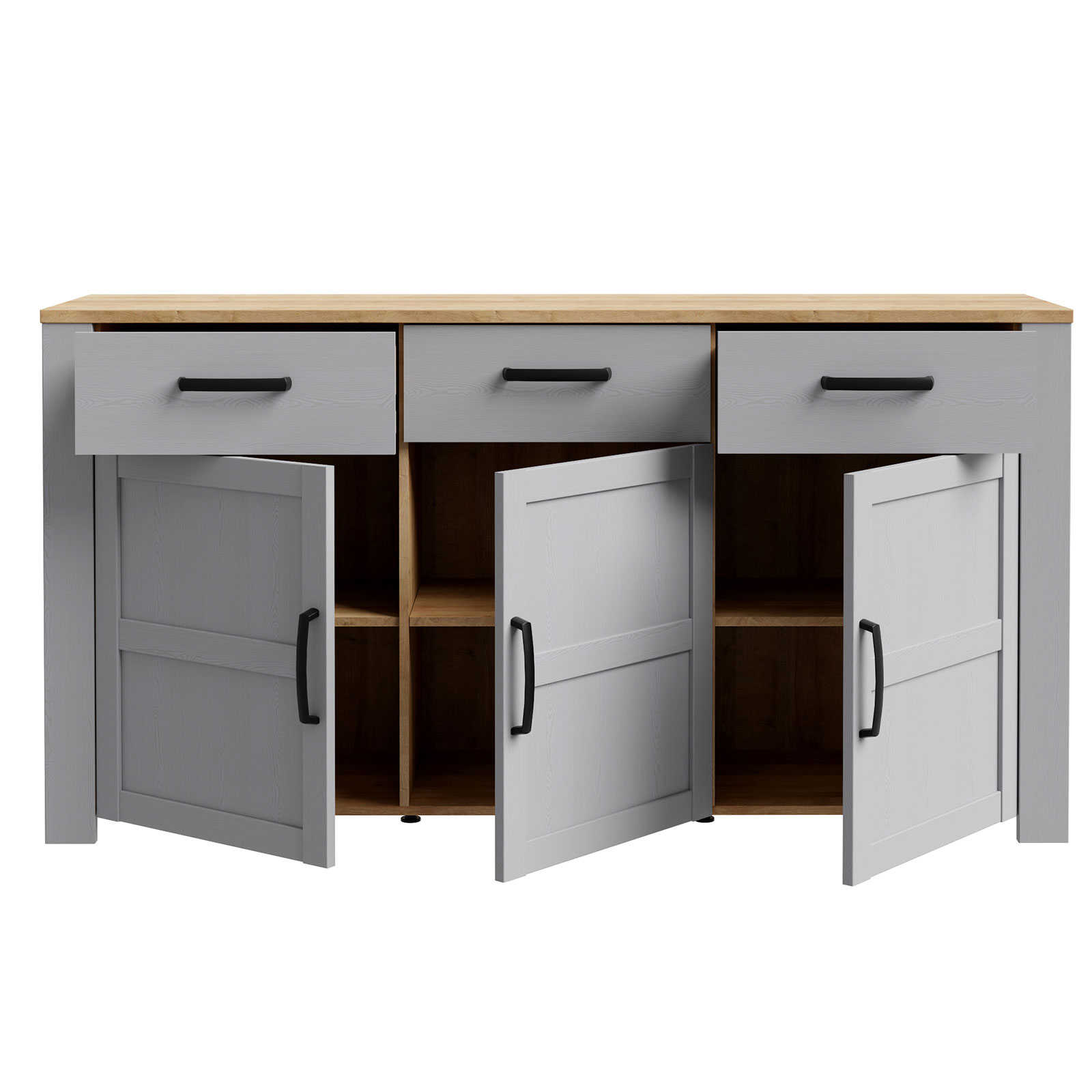 Sideboard - Eiche grau - Riviera Eiche - 166 cm breit