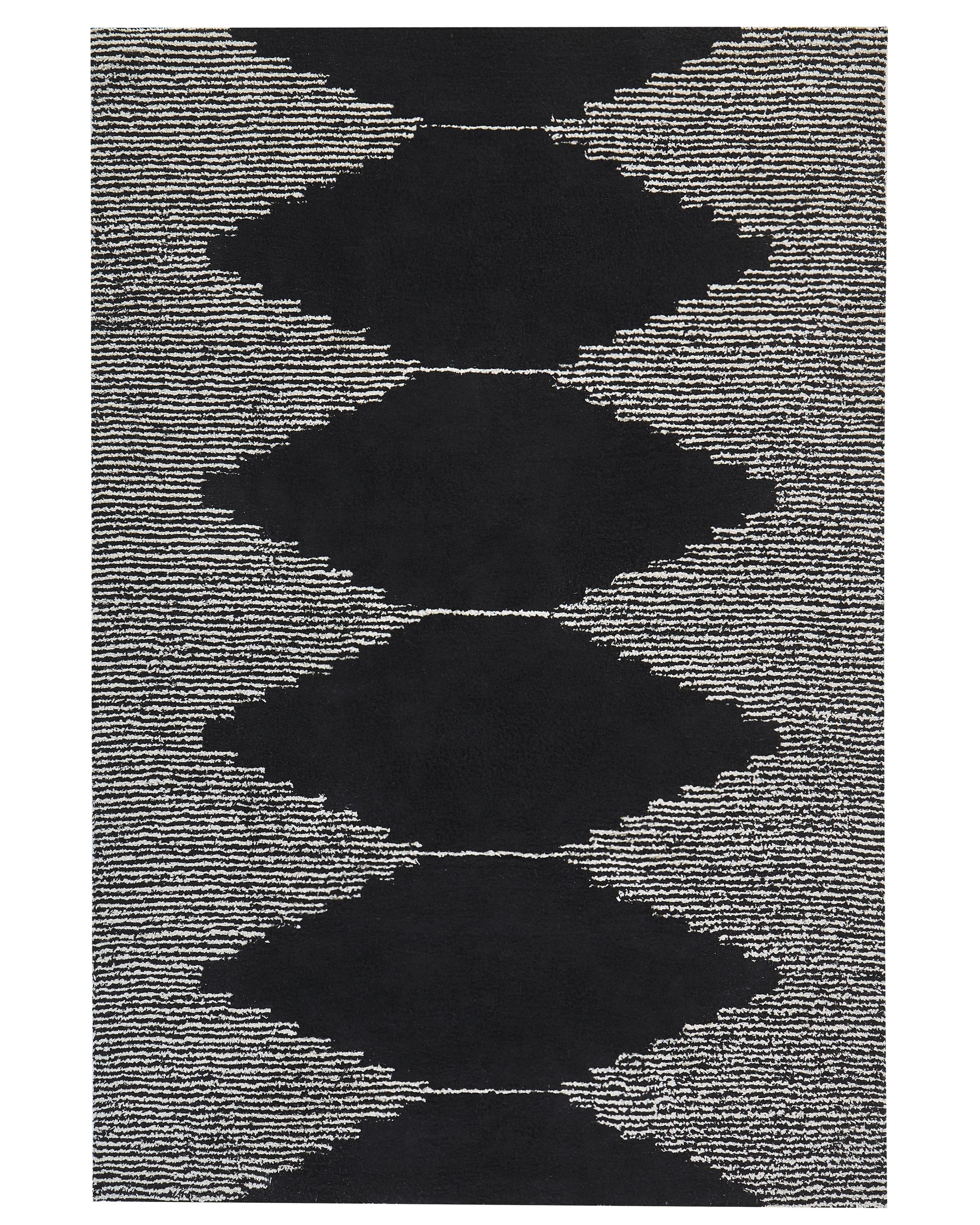 Vloerkleed BATHINDA Zwart/wit 160 x 230 cm Katoen
