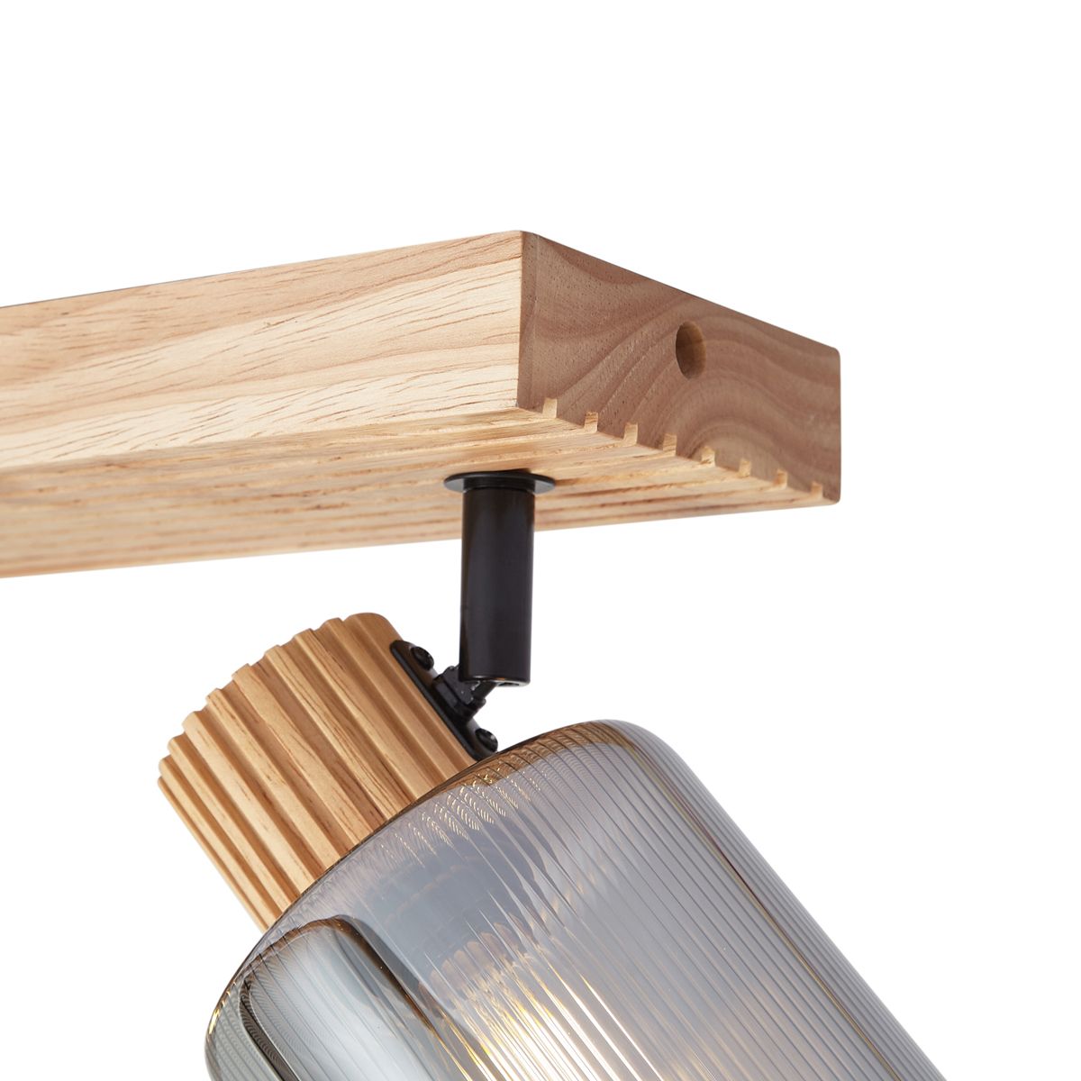 Moderne spot hout met smoke glas 2-lichts draai- en kantelbaar - Gracy