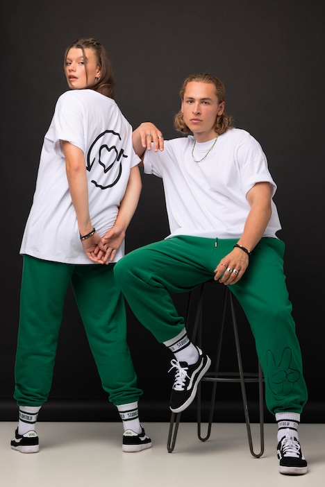 T-Shirt, oversized, HEART Rückenprint, Rundhals, Halbarm, Unisex