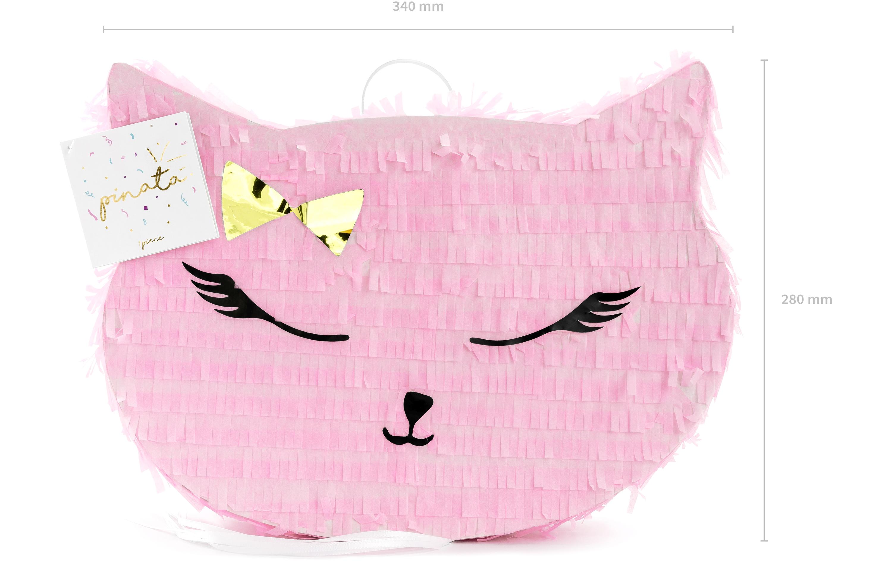 Pinata Katze, 35 x 27 x 9 cm, Rosa, 1 StückPiñata zum Befüllen mit Geschenken, Süssigkeiten etc.