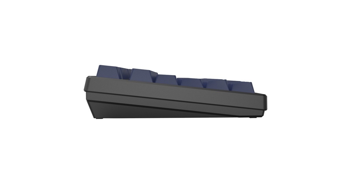 HelloGanssHS75T GC17, toetsenbord  (Zwart/donkerblauw, US lay-out, Cherry MX Brown, 75%, RGB leds, PBT Doubleshot keycaps, hot swap, 2,4 GHz / Bluetooth / USB-C)