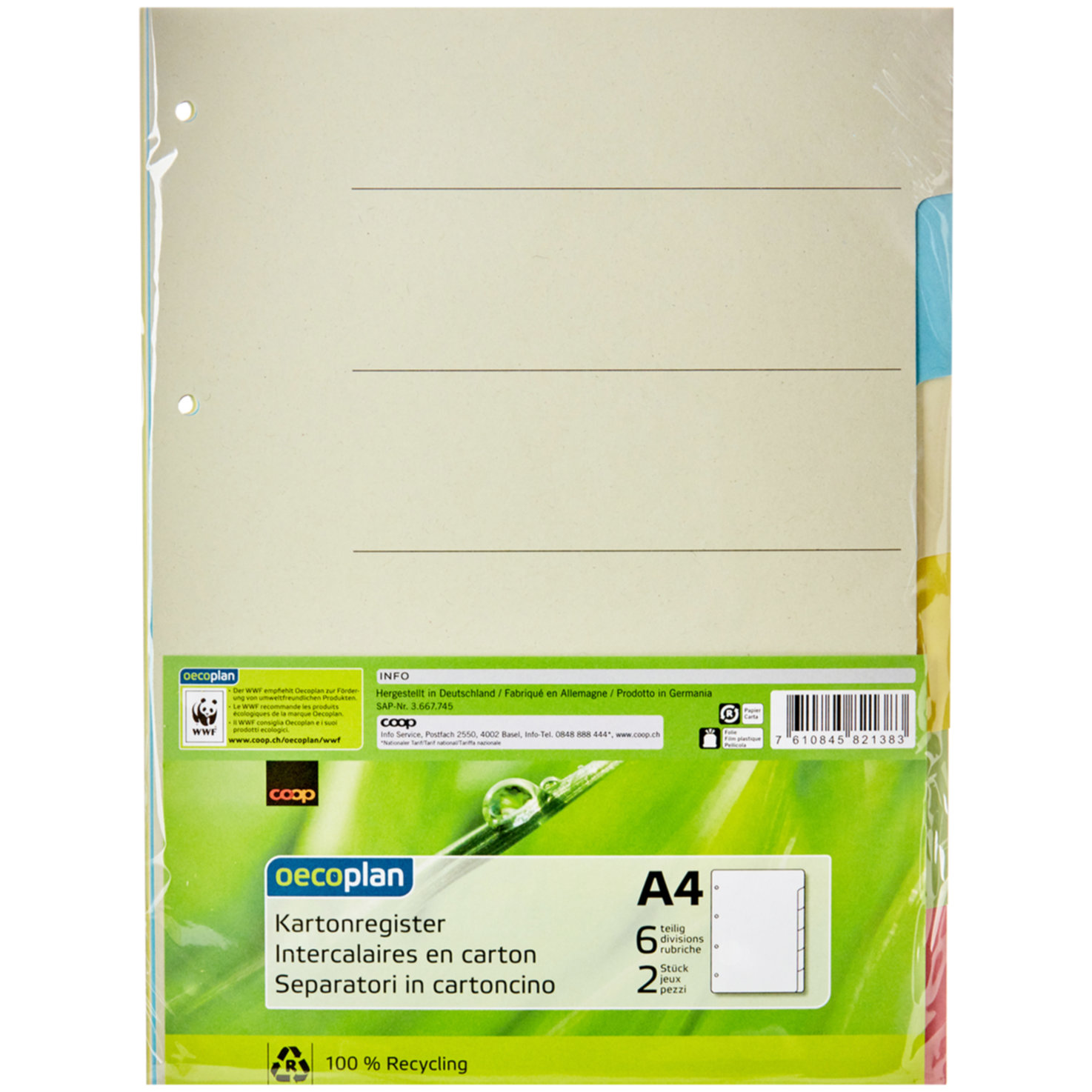 Oecoplan Kartonregister A4 6 Stück