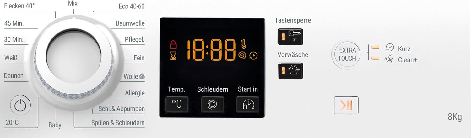Bauknecht WAM 814 A Waschmaschine Frontlader/8kg/Energieeffizienzklasse A/Kurz 45/Anti-Allergie-Programm/Wolleprogramm/Kurz 30/Startzeitvorwahl/AutoClean/Flecken 40°