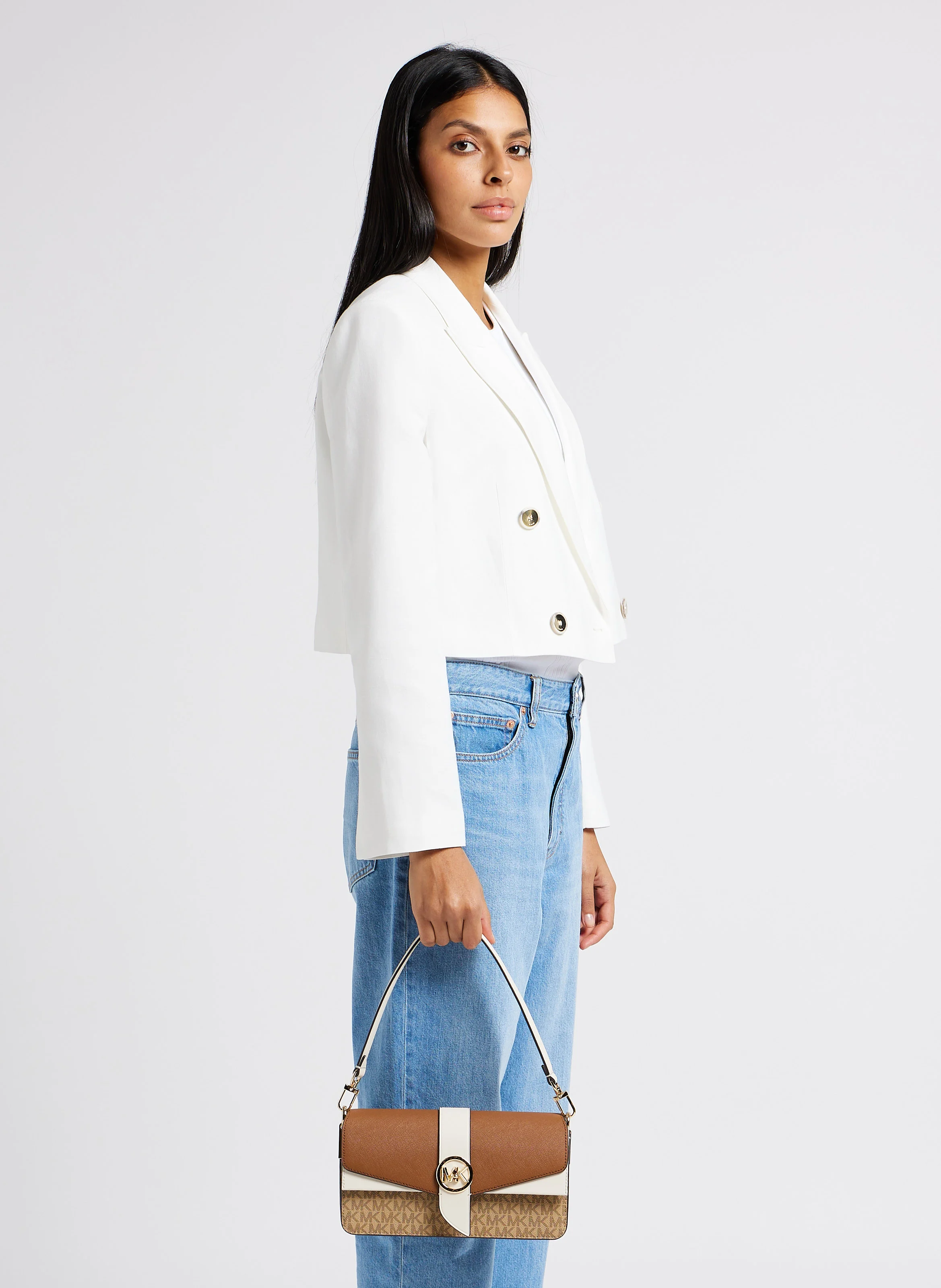 Sac porté épaule monogramme | Marron
