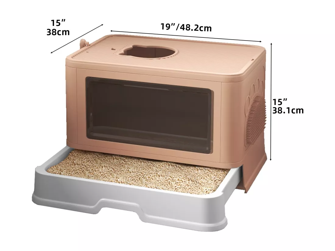 YITAHOME Bac Litiere pour Chat 20.4KG - Grand - Intérieur - Toilette Chat - avec Pelle - Auto-toiletteur - Couleur de Rose
