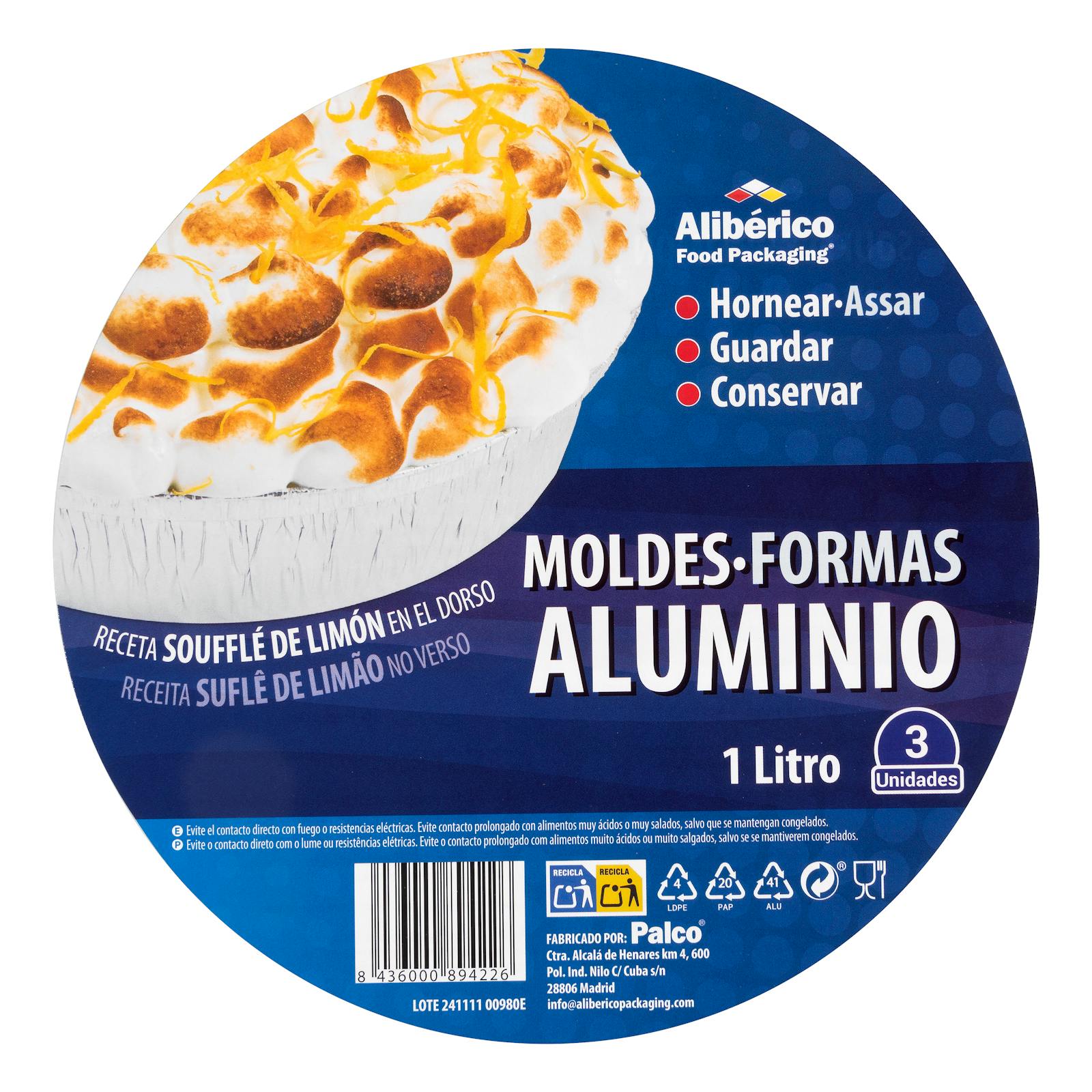 Moule rond en aluminium Alibérico 1L