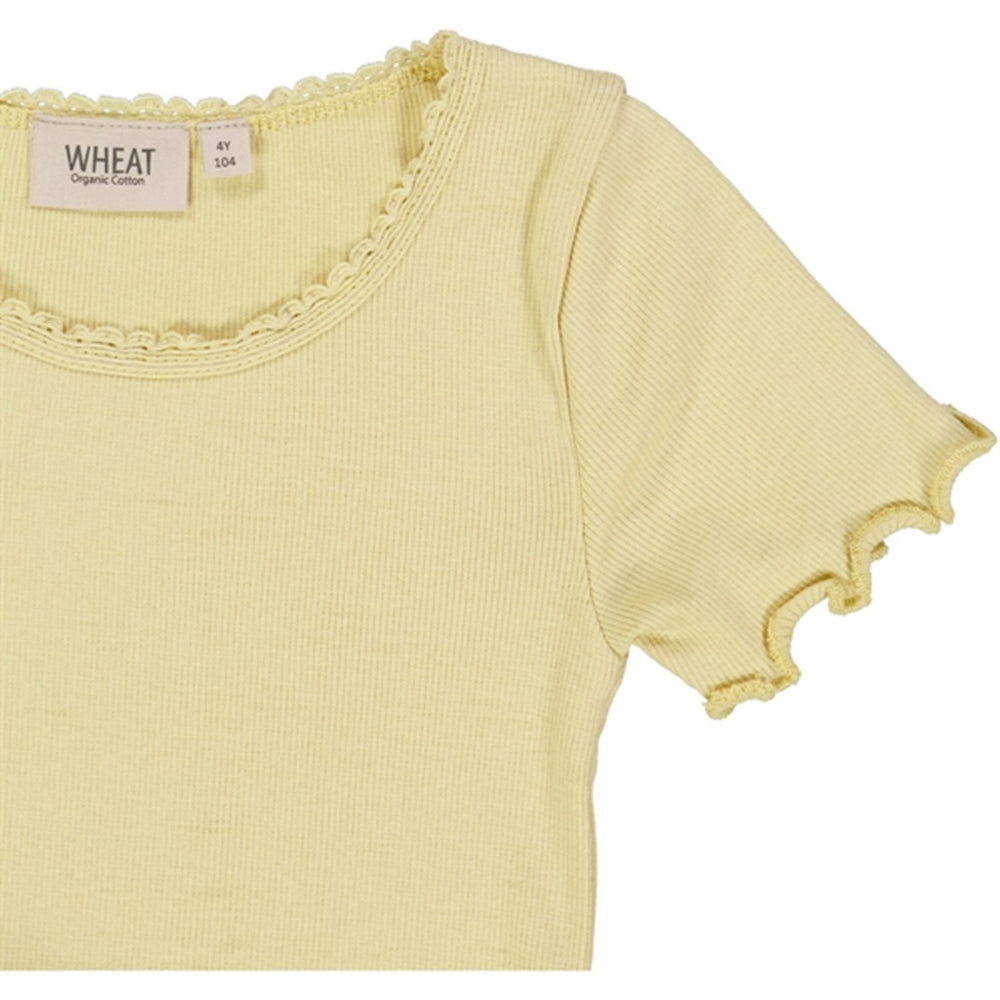 Yellow Dream Rib Lace T-shirt - Wheat → Luksusbaby.dk